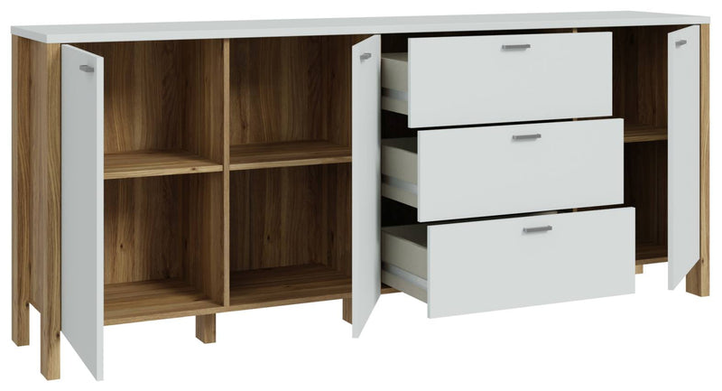 Sideboard SAITAMA 3-trg. Dekor Secret Grey und Mauvella Eiche Forte