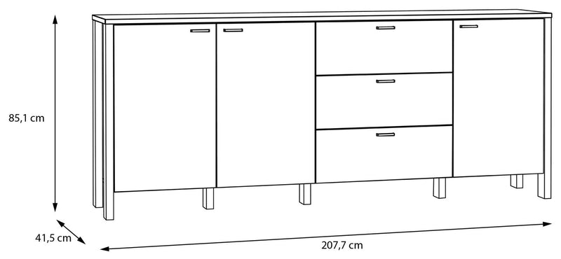 Sideboard SAITAMA 3-trg. Dekor Secret Grey und Mauvella Eiche Forte