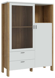 Highboard Vitrine SAITAMA mit 2 Türen in Secret Grey / Mauvella Eiche