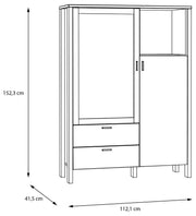 Highboard Vitrine SAITAMA mit 2 Türen in Secret Grey / Mauvella Eiche
