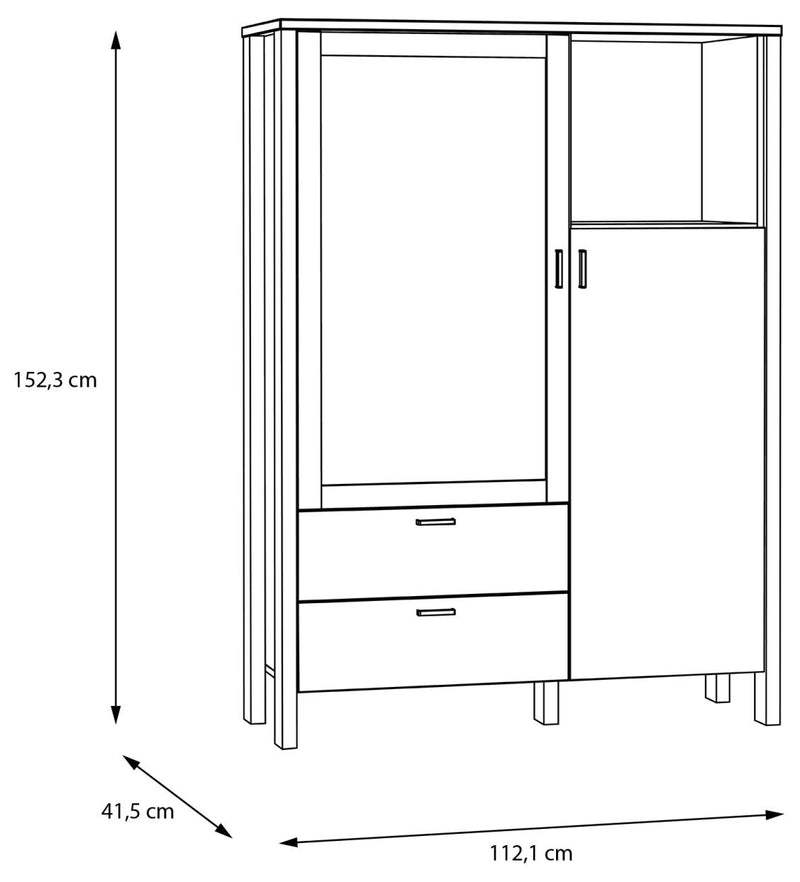 Highboard Vitrine SAITAMA mit 2 Türen in Secret Grey / Mauvella Eiche
