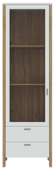 Vitrine SAITAMA Schrank mit Glastür Dekor Secret Grey und Eiche Optik