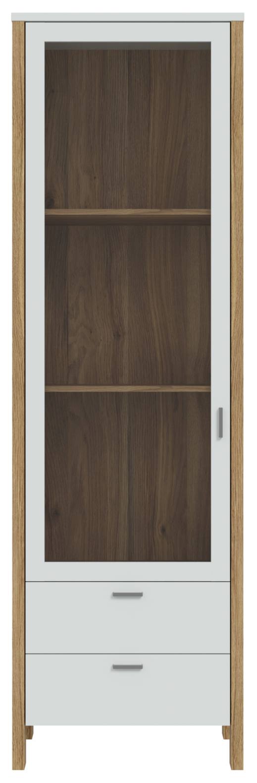 Vitrine SAITAMA Schrank mit Glastür Dekor Secret Grey und Eiche Optik
