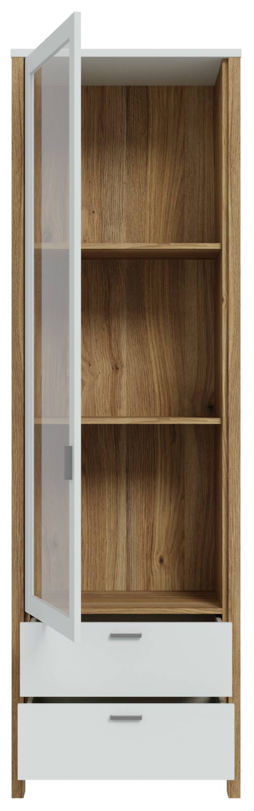 Vitrine SAITAMA Schrank mit Glastür Dekor Secret Grey und Eiche Optik