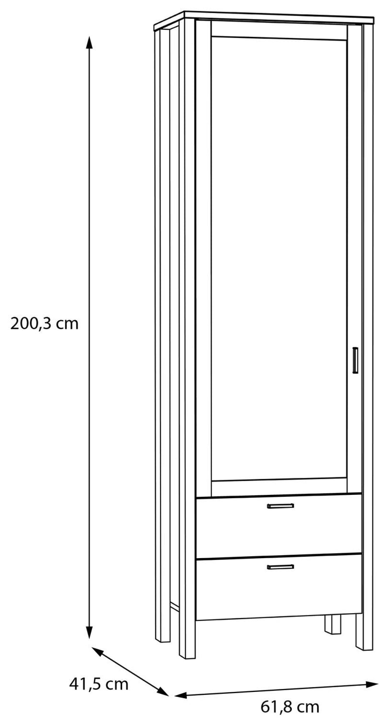 Vitrine SAITAMA Schrank mit Glastür Dekor Secret Grey und Eiche Optik