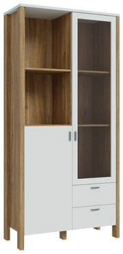 Vitrinenschrank SAITAMA mit 2 Türen Dekor Secret Grey und Eiche Optik