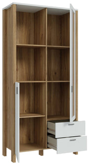 Vitrinenschrank SAITAMA mit 2 Türen Dekor Secret Grey und Eiche Optik
