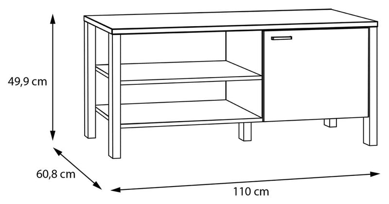 Couchtisch SAITAMA mit 2 Türen Mauvella Eiche / Secret Grey