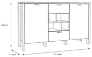Sideboard SAITAMA mit offenem Regal Dekor Secret Grey / Mauvella Eiche