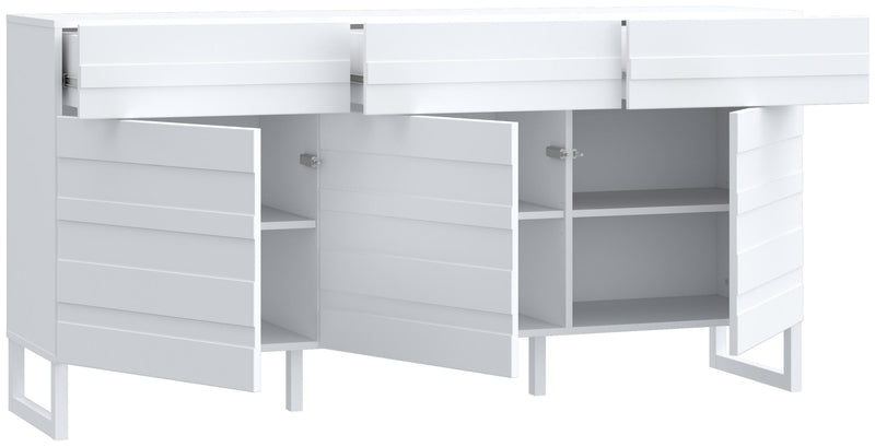 Sideboard BRETANIA Weiß mit 3 Türen und 3 Schubladen