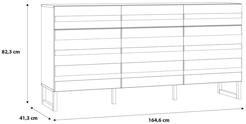 Sideboard BRETANIA Salbei mit 3 Türen und 3 Schubladen