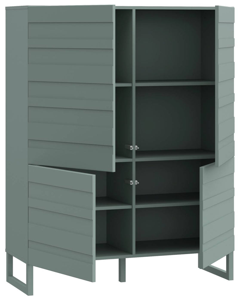 Highboard BRETANIA Salbei Hochkommode mit 4 Türen