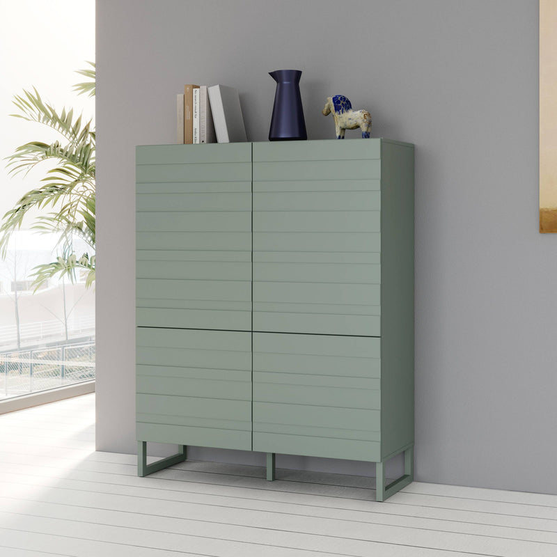 Highboard BRETANIA Salbei Hochkommode mit 4 Türen