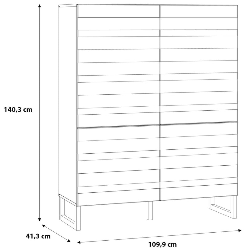 Highboard BRETANIA mit 4 Türen Weiß oder Salbei von Forte
