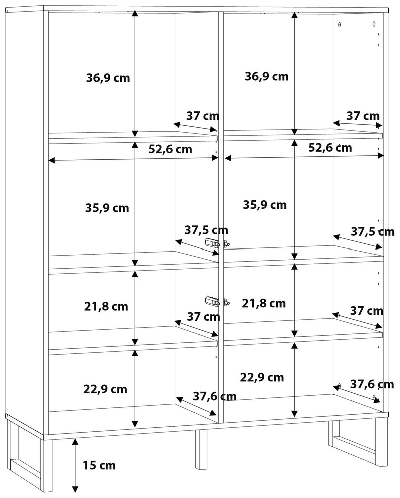 Highboard BRETANIA mit 4 Türen Weiß oder Salbei von Forte