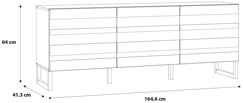 Lowboard BRETANIA Salbei mit 3 Türen