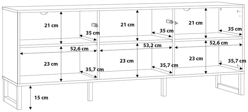 Lowboard BRETANIA Salbei mit 3 Türen