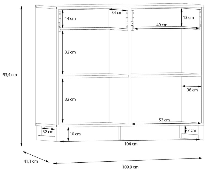Sideboard Komode SILBA mit 2 Türen Secret Grey oder Salbei