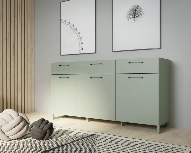 Sideboard SILBA Salbei 3 Türen 3 Schubladen