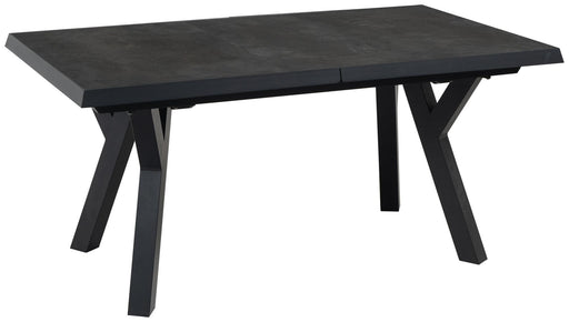 Gartentisch ausziehbar MURCIA NEGRO mit anthrazitfarbener Keramikplatte und Aluminium-Gestell, Gesamtansicht.