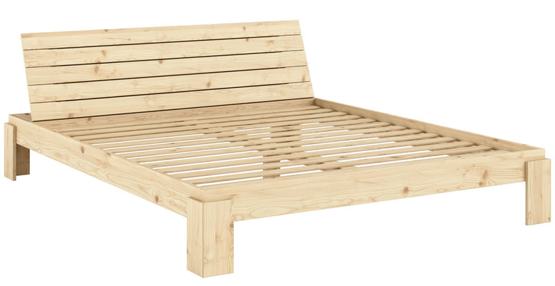 Massivholzbett Doppelbett LAYERS BED HEADBOARD Stauraumbett 180 x 200 Kiefer natur