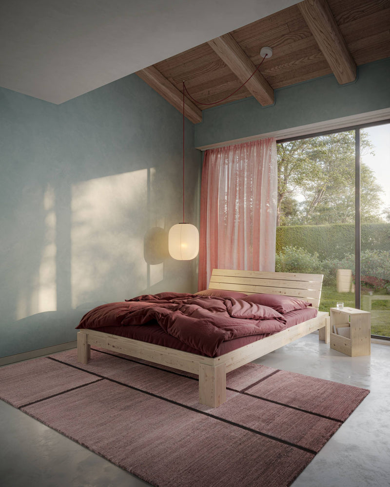 Massivholzbett Stauraumbett LAYERS BED HEADBOARD Kiefer natur 3 Größen