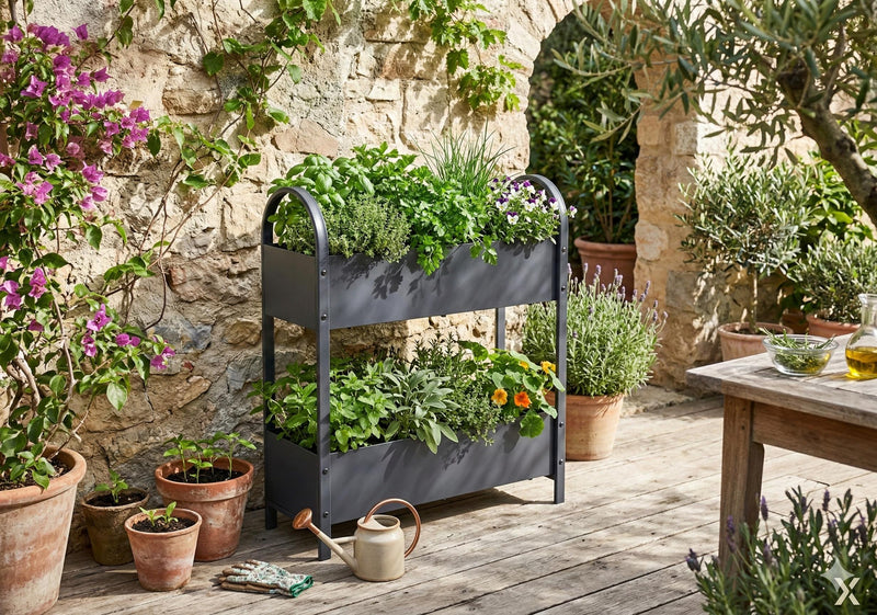 Etagen Hochbeet TULIPIA aus Metall in Anthrazit von Garden Pleasure