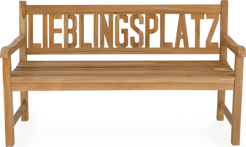 Teak Gartenbank LIEBLINGSPLATZ 150 cm 3-sitzig mit Armlehne