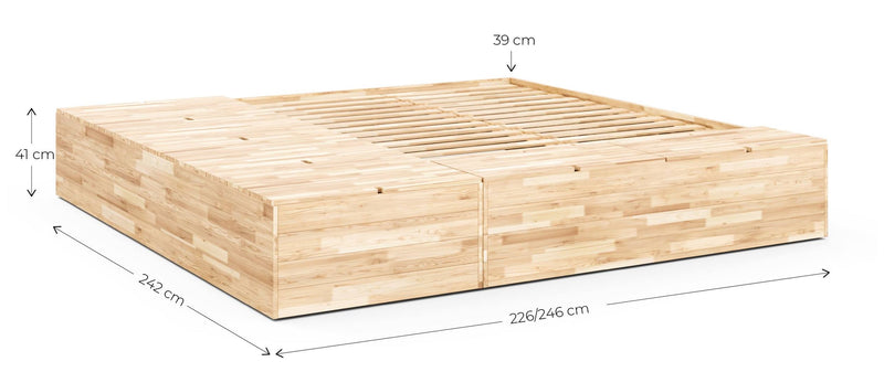 Stauraumbett Massivholzbett BASEMENT BED Kiefer natur lackiert Karup