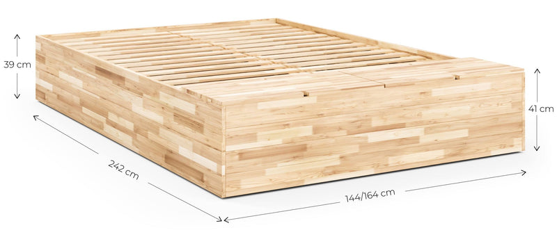 Stauraumbett Massivholzbett BASEMENT BED Kiefer natur lackiert Karup