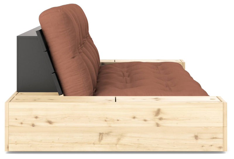 Schlafsofa Ausziehsofa BASE mit Seitenkästen Kiefer massiv lackiert Karup