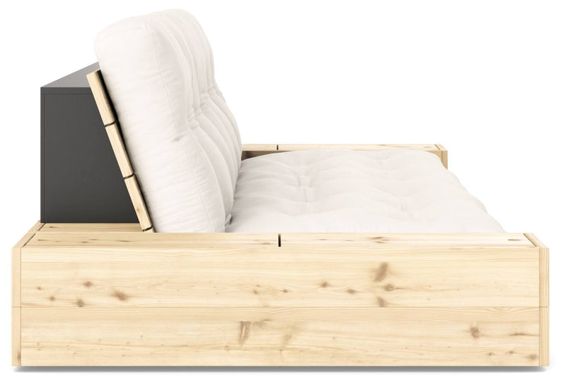 Schlafsofa Ausziehsofa BASE mit Seitenkästen Kiefer massiv lackiert Karup