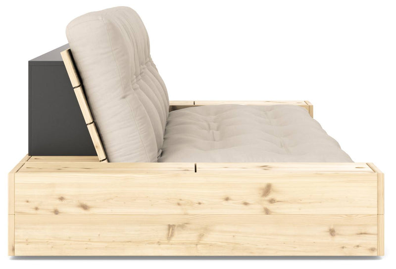 Schlafsofa Ausziehsofa BASE mit Seitenkästen Kiefer massiv lackiert Karup