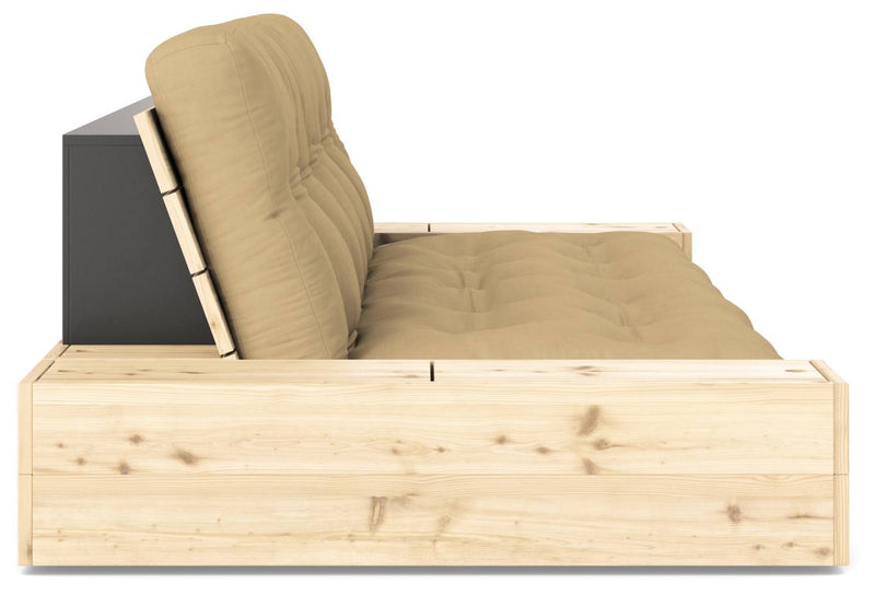 Schlafsofa Ausziehsofa BASE mit Seitenkästen Kiefer massiv lackiert Karup