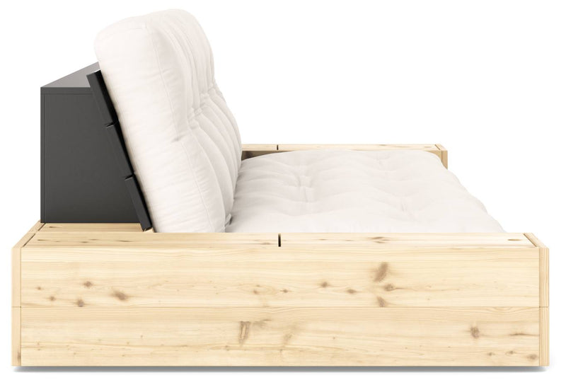 Schlafsofa Ausziehsofa BASE mit Seitenkästen Kiefer massiv lackiert Karup