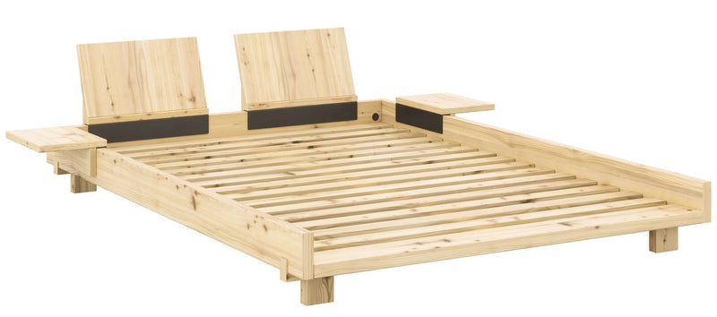 Massivholzbett SOCIAL BED 140 x 200 cm mit Rückenlehnen Kiefer natur 
