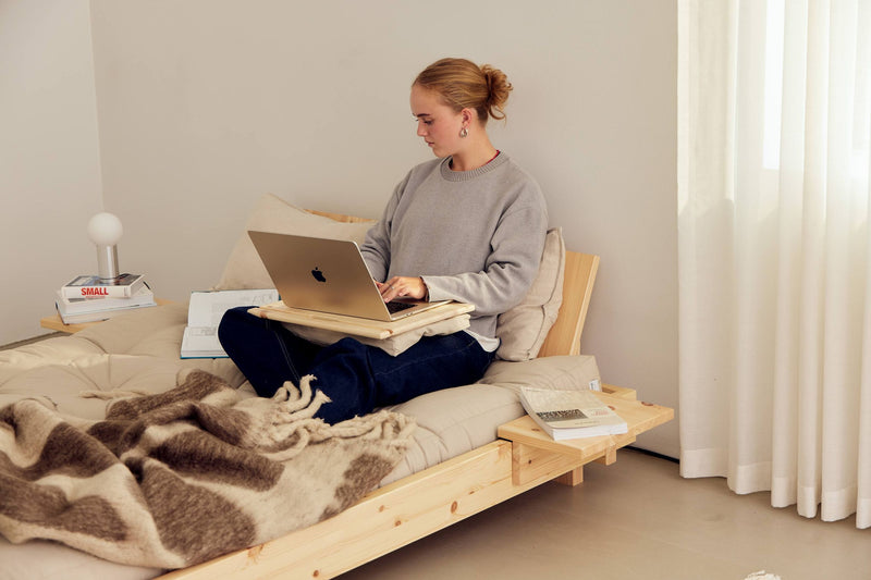 Schlafsofa Bett SOCIAL SOFA BED Kiefer natur mit Matratze und Lehne