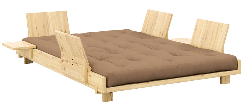 SOCIAL SOFA BED mit 4 Lehnen Polster in Mocca Kiefer natur 