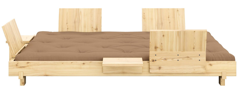 SOCIAL SOFA BED mit 4 Lehnen Polster in Mocca Kiefer natur 