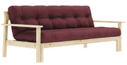 Schlafsofa UNWIND Polster Bordeaux rot Sofagestell Kiefer massiv