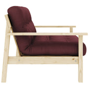 Schlafsofa UNWIND Polster Bordeaux rot Sofagestell Kiefer massiv