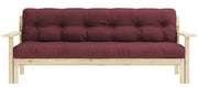 Schlafsofa UNWIND Polster Bordeaux rot Sofagestell Kiefer massiv