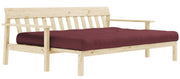 Schlafsofa UNWIND Polster Bordeaux rot Sofagestell Kiefer massiv