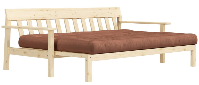Schlafsofa UNWIND Polster Claybrown Sofagestell Kiefer massiv