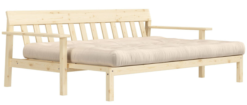 Schlafsofa UNWIND Polster Beige Sofagestell Kiefer massiv