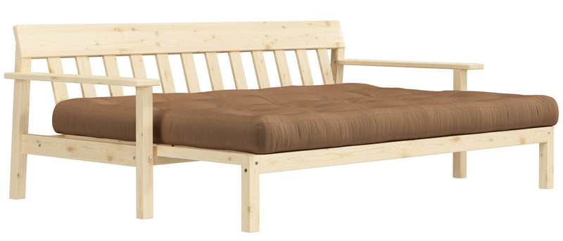 Schlafsofa UNWIND Polster Mocca Sofagestell Kiefer massiv