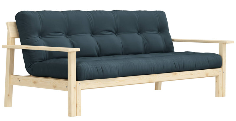 Schlafsofa UNWIND Polster Petrol Blue Sofagestell Kiefer massiv