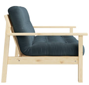 Schlafsofa UNWIND Polster Petrol Blue Sofagestell Kiefer massiv
