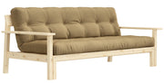 Schlafsofa UNWIND Polster Wheatbeige Sofagestell Kiefer massiv
