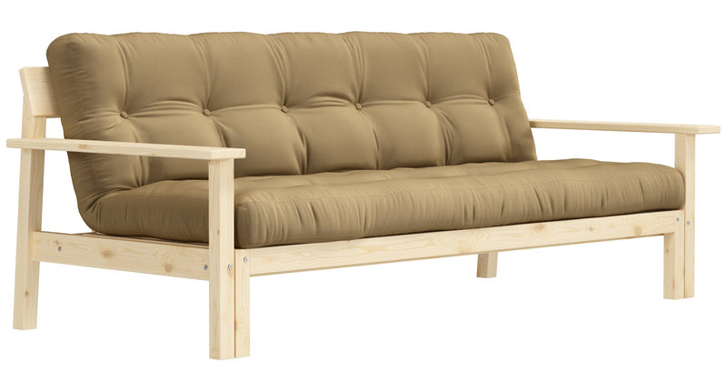 Schlafsofa UNWIND Polster Wheatbeige Sofagestell Kiefer massiv